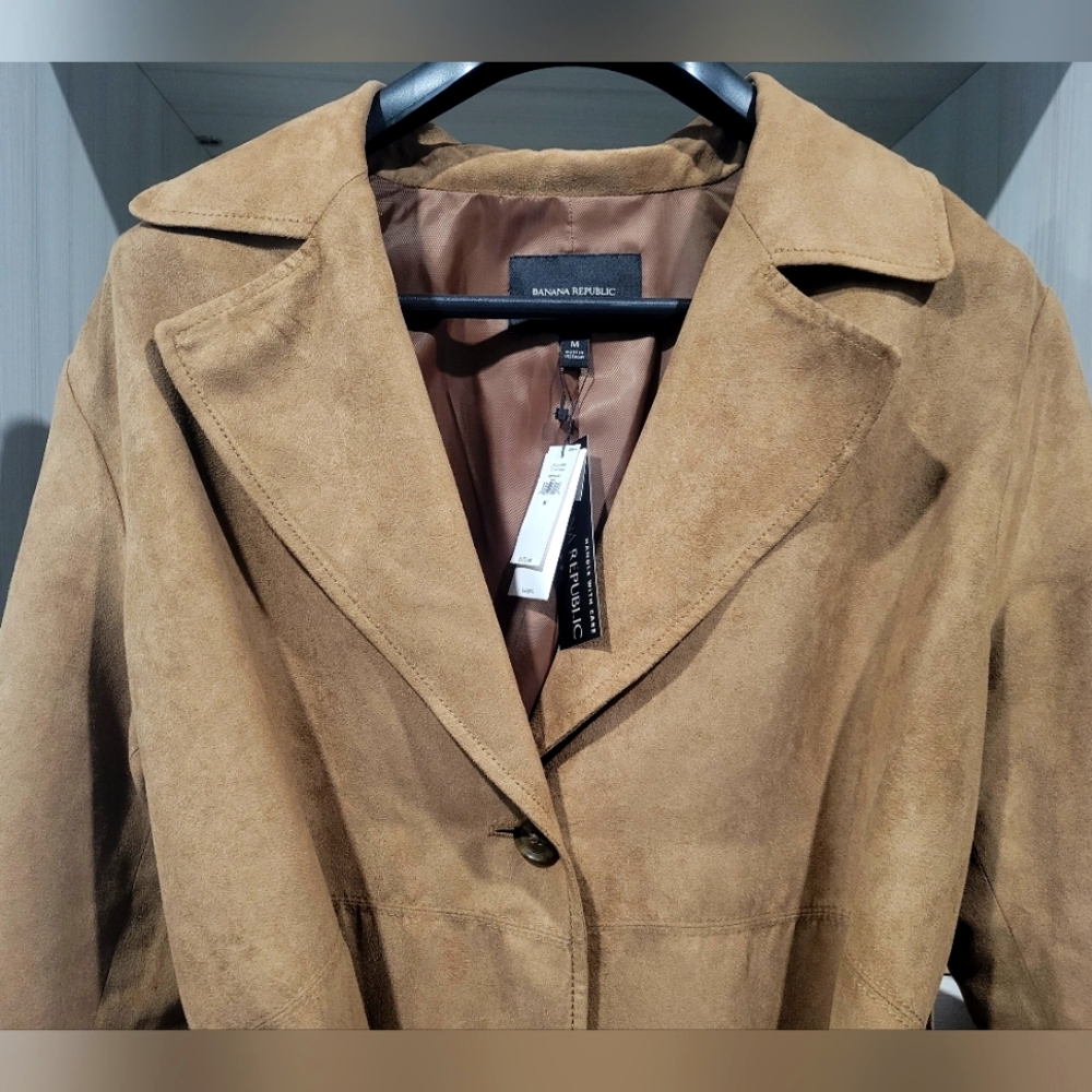 NWT Banana Republic Brown Suede Duster Jacket Size Medium